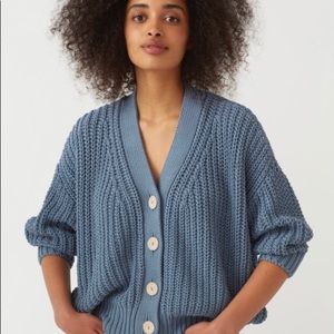 Babaa No. 18 Cardigan in Midnight Ocean.